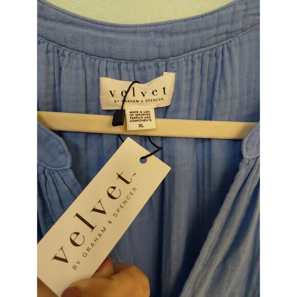 Velvet by Graham & Spencer Women's Bella Cotton Gauze Dress X-Large BLUE COLOR - Picture 4 of 16